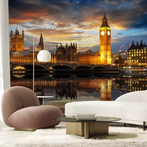 Fototapete Beleuchtete Gebäude in London bei Nacht