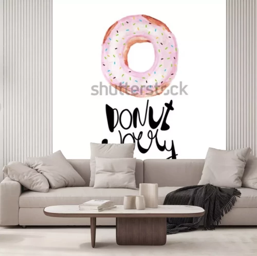 Sticker Donut mit Zuckerguss und Zuckerkonfetti beschriftete Grafik