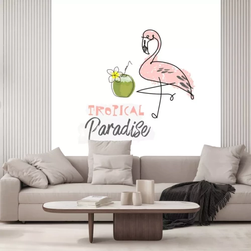 Sticker Flamingo mit exotischem Getränk