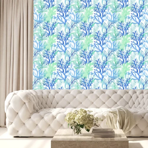 Tapete Unterwasserpflanzen mit Aquarellfarben gemalt