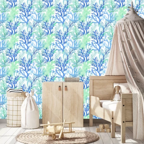 Tapete Unterwasserpflanzen mit Aquarellfarben gemalt