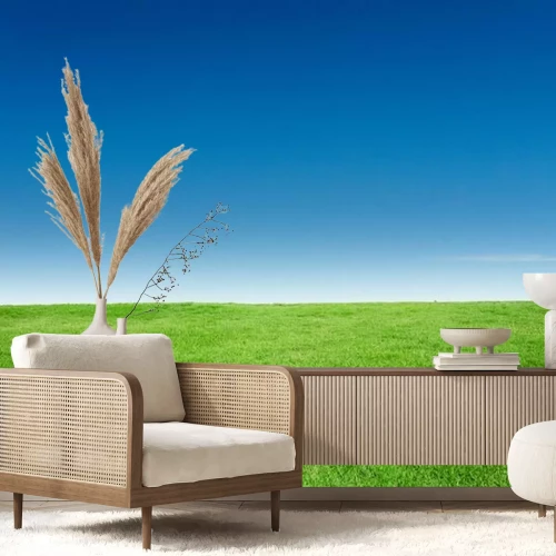 Fototapete Grünes Gras und Himmel im Hintergrund