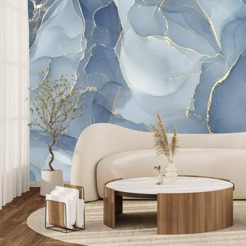 Sticker Abstract colorful background, wallpaper. Mixing acrylic paints. Modern art. Marble texture. Alcohol ink colors translucent