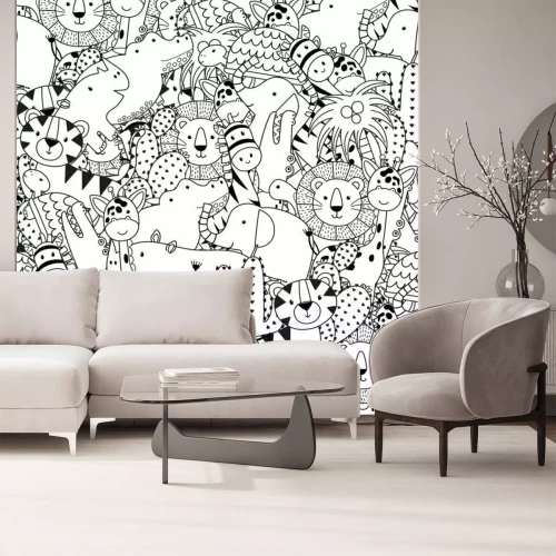 Sticker Schwarz-Weiß-Zeichnung für Kinder Tiere