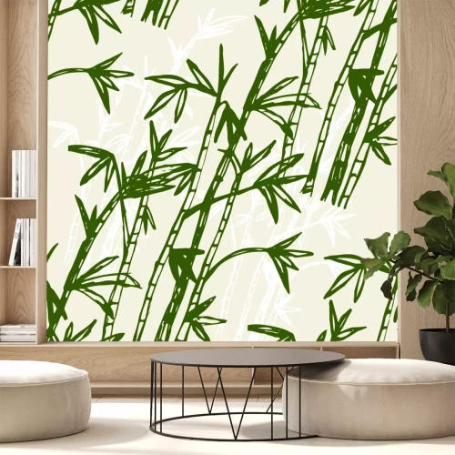 Sticker Hintergrundmuster des Bambuswaldes. Ertrinken Sie den Bambuswald manuell. Vektorillustration