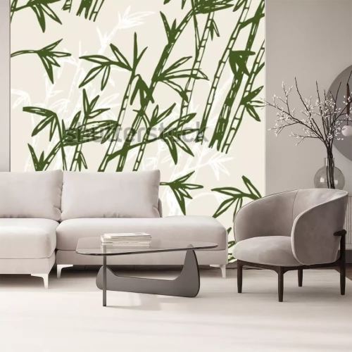 Sticker Hintergrundmuster des Bambuswaldes. Ertrinken Sie den Bambuswald manuell. Vektorillustration