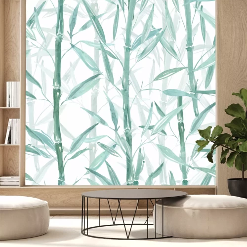 Sticker Nahtloses botanisches Muster. Bambuszweige auf einem weißen Hintergrund. Stilvolles Muster.