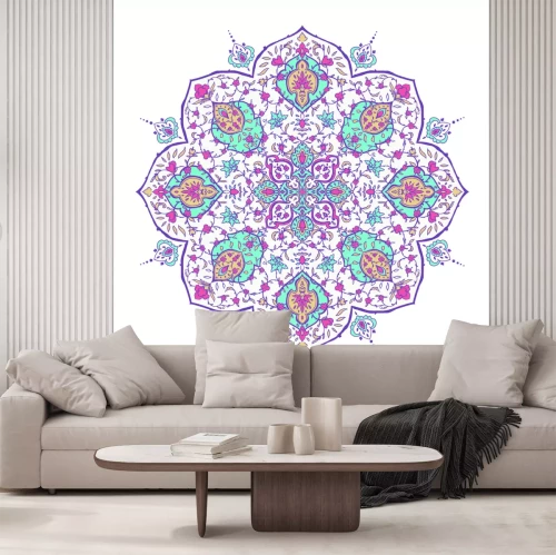 Sticker Islamisches Blumenmuster im viktorianischen Stil. Ornamental für Karte für Café, Geschäft, Druck, Fahne, Hochzeitseinladung, Bucheinband, Zertifikat. Merken Sie den Termin vor. Indien, arabischer türk