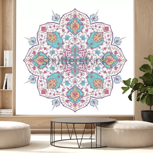 Sticker Islamisches Blumenmuster im viktorianischen Stil. Ornamental für Karte für Café, Geschäft, Druck, Fahne, Hochzeitseinladung, Bucheinband, Zertifikat. Merken Sie den Termin vor. Indien, arabischer türk