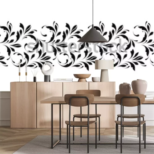 Sticker Umriss nahtlose Blümchenmuster. Endlose Zierleiste für Bänder, Stoff, Verpackung, Tapete, Klebeband. Dekoratives Gestaltungselement für Hintergrund und Abdeckung.