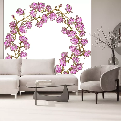 Sticker Kreis mit Blumen auf Zweigen