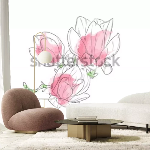 Sticker Magnolie in Rosa gestrichen
