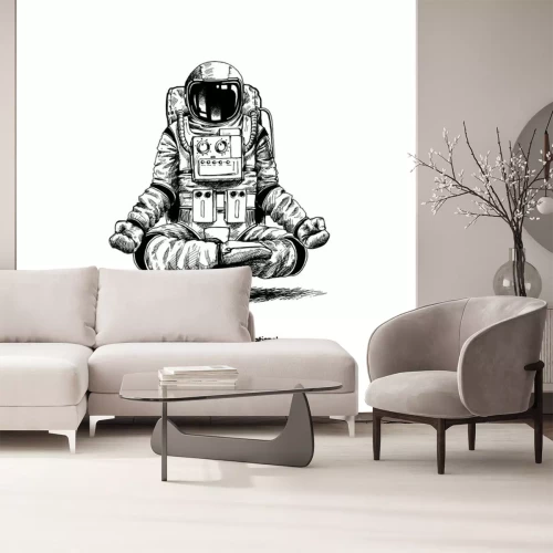 Sticker Astronaut im Raumanzug beim Meditieren