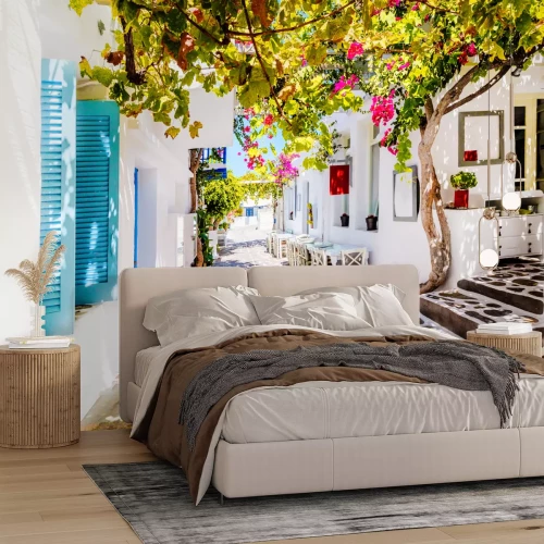 Fototapete Schöne Straße auf Paros Island, Griechenland