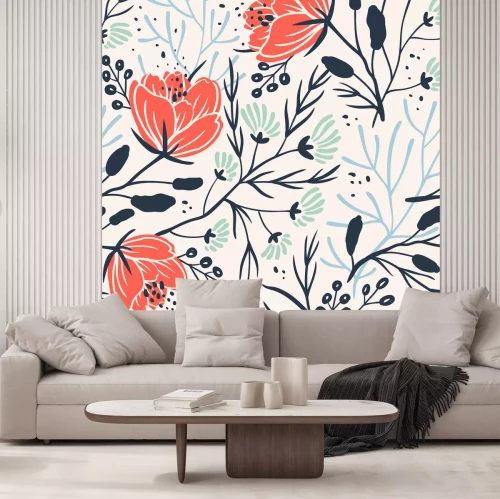 Sticker Muster mit lachsfarbenen Blumen