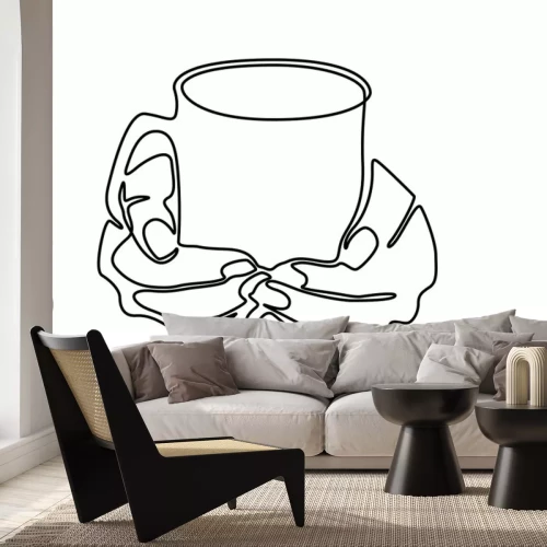 Sticker Minimalistische Grafik Hände, die eine Tasse halten