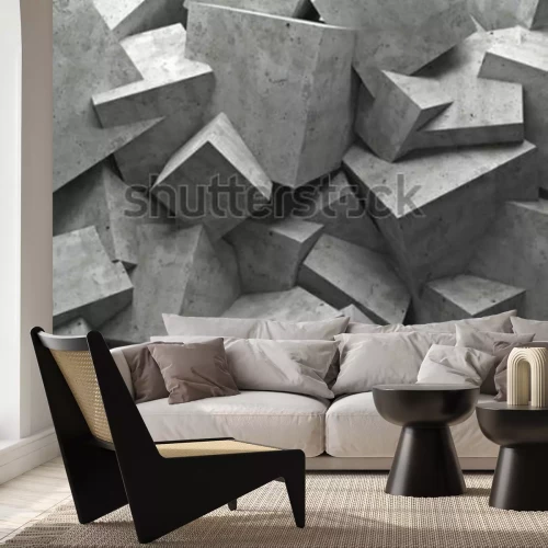 Fototapete 3D-Betonwürfel in chaotischer Anordnung