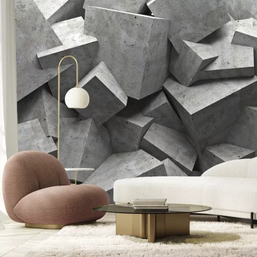 Fototapete 3D-Betonwürfel in chaotischer Anordnung