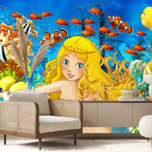 Fototapete Goldhaarige Meerjungfrau