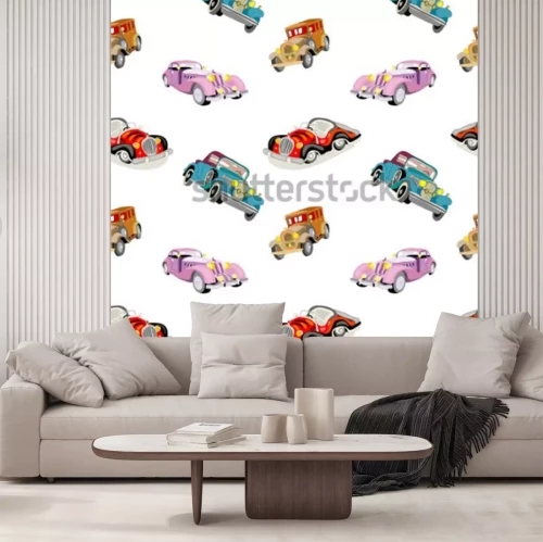 Sticker Nahtloses Muster der Retroautos