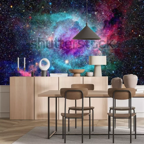 Sticker Nebel in Rosa und Türkis vor dem Hintergrund des Weltraums