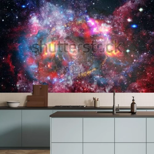 Sticker Weltraum gefüllt mit verschiedenfarbigen Himmelskörpern