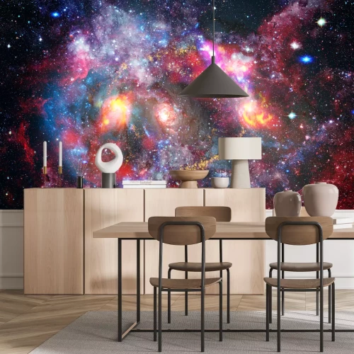 Sticker Weltraum gefüllt mit verschiedenfarbigen Himmelskörpern