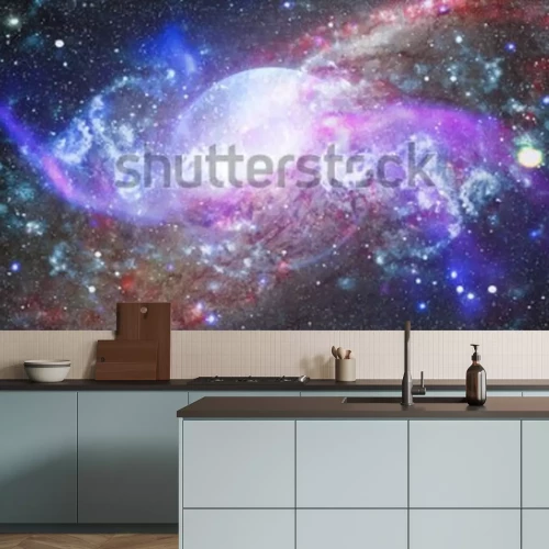 Sticker Heller Planet in der Mitte eines violetten Nebels