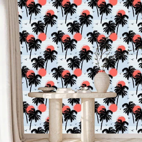 Tapete Palmen - Blätter in der Sonne