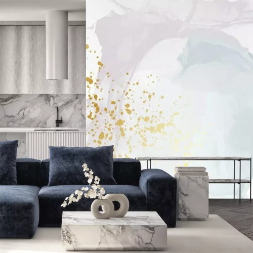 Sticker Pastel green blue gold old texture alcohol ink design. Trendy watercolor Chic Background made in Vector for wallpaper, canvas, wedding,,