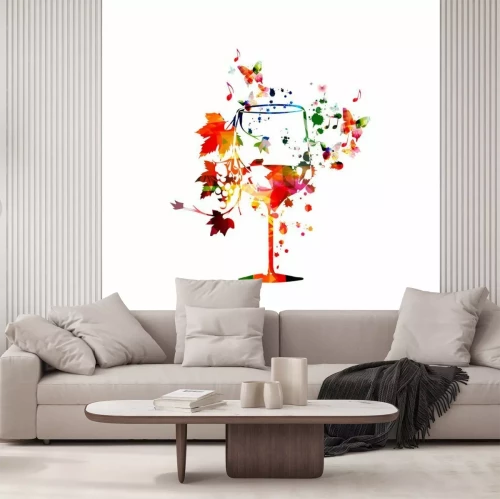 Sticker Weinglas in Herbstfarben Grafik