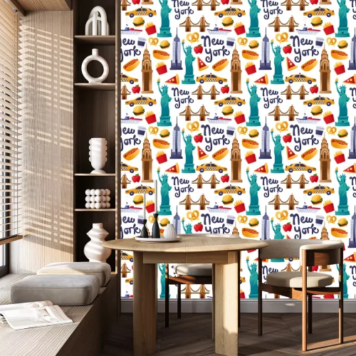 Tapete Super Cute New York Kultur nahtlosen Muster Hintergrund