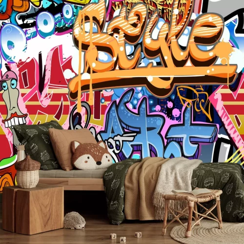 Fototapete Graffiti mit Schriften an der Wand