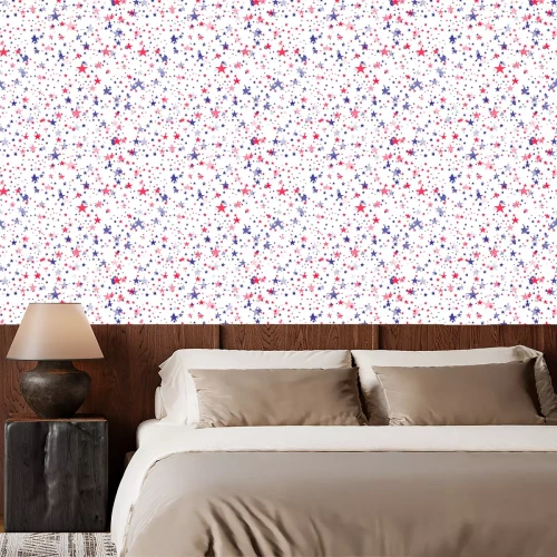 Tapete Seamless pattern with blue and red stars. Vector