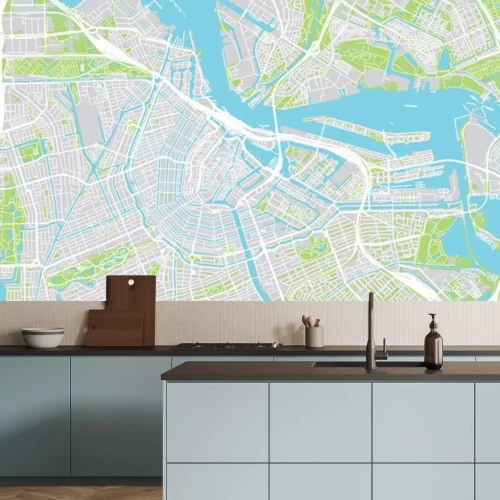 Sticker Urban vector city map of Amsterdam, The Netherlands