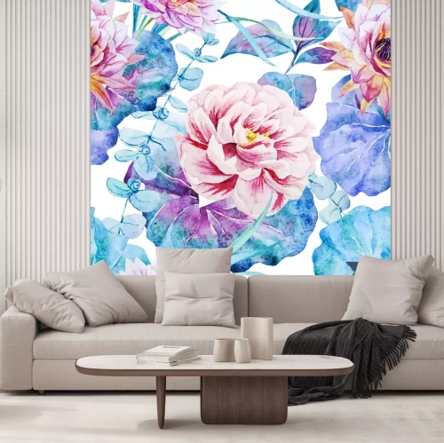 Sticker Tropische Blumen in kräftigen Farben