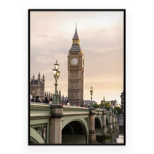 Poster London - U K- August 18, 2013 -  Big Ben at sunset - is the London building that houses the two chambers of the Parliament of the United Kingdom