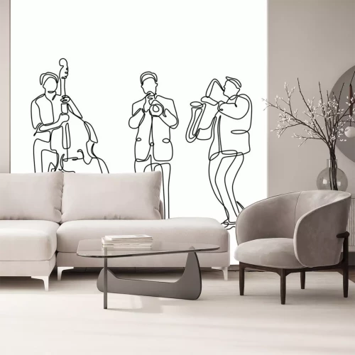 Sticker Jazzband mit einer einzigen Linie gemalt Grafik