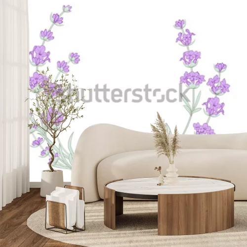 Sticker Minimalistische Komposition mit Lavendel