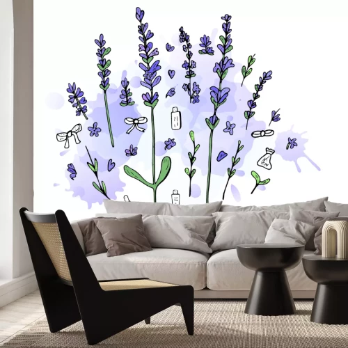 Sticker Zeichnen mit Lavendel und Kosmetik