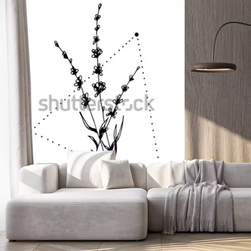 Sticker Lavendel auf einer geometrischen Zeichnung