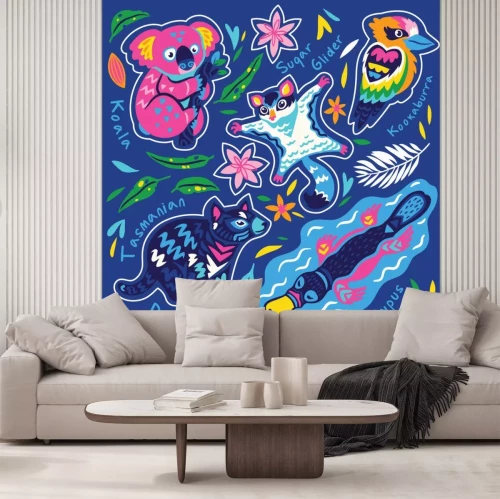 Sticker Sticker set of decorative australian animals stickers, badges, icons, patches, design elements. Vector illustration