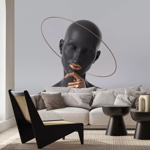 Sticker 3d menschlicher Kopf aus dunklem Material