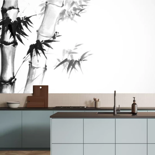 Sticker Bambus schwarz-weiße orientalische Illustration