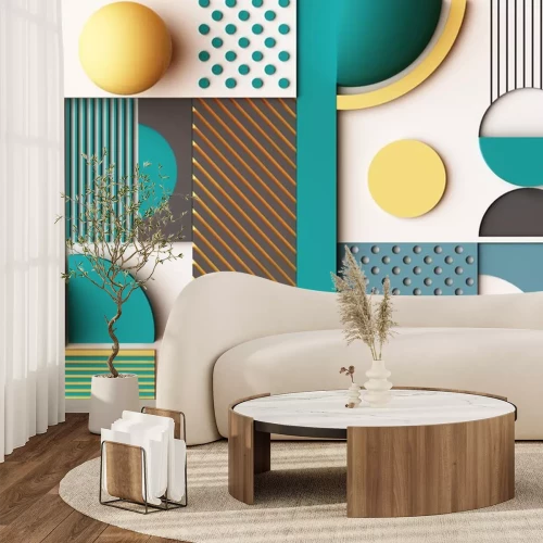 Sticker 3d abstrakte Komposition mit verschiedenen Strukturen