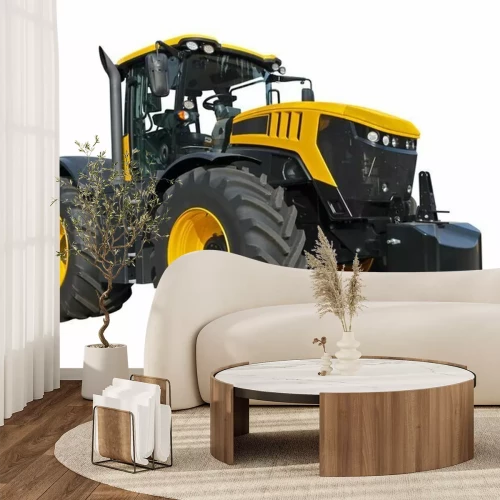 Sticker Big yellow agricultural tractor isolated on a white background