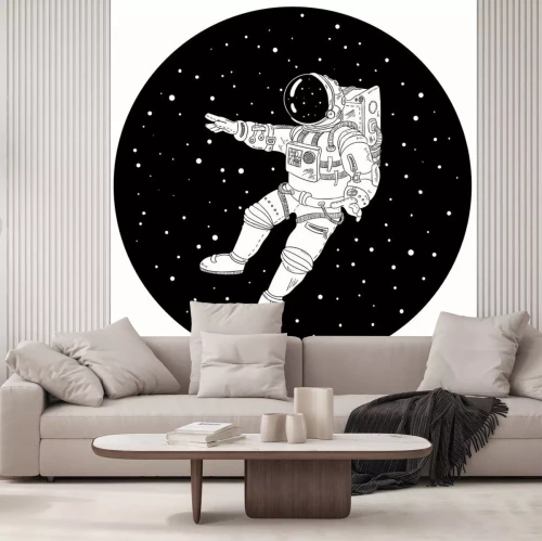 Sticker Astronaut im Weltraum einfache Zeichnung