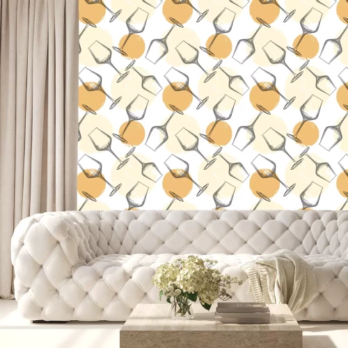 Tapete Wine glass seamless pattern. Empty wine glass backdrop.