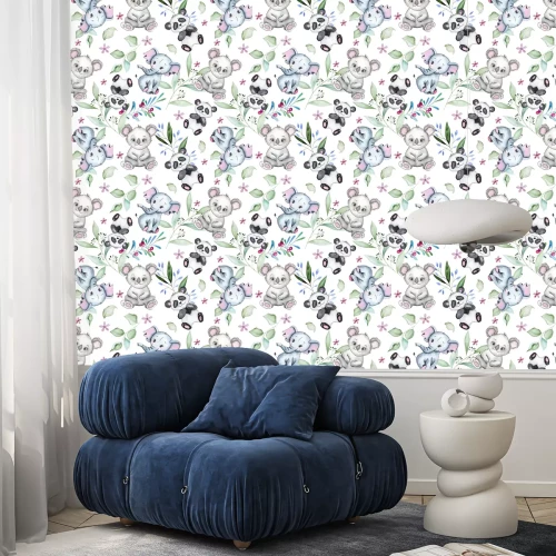 Tapete Aquarell-Tiere-Kindermuster