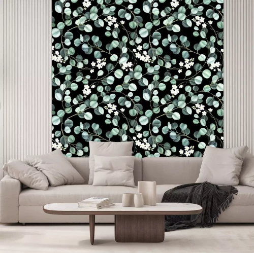 Sticker Feine Blätter auf schwarzem Hintergrund